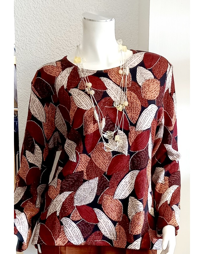 Tunique manches longues feuilles Tunique manches longues feuilles