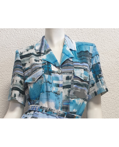 Robe ouvertes manches courtes col chemisier Robe ouvertes manches courtes col chemisier