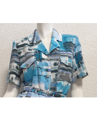 Robe ouvertes manches courtes col chemisier