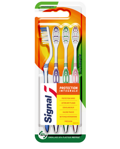 Lot de 4 brosses à dents souples SIGNAL Lot de 4 brosses à dents souples SIGNAL