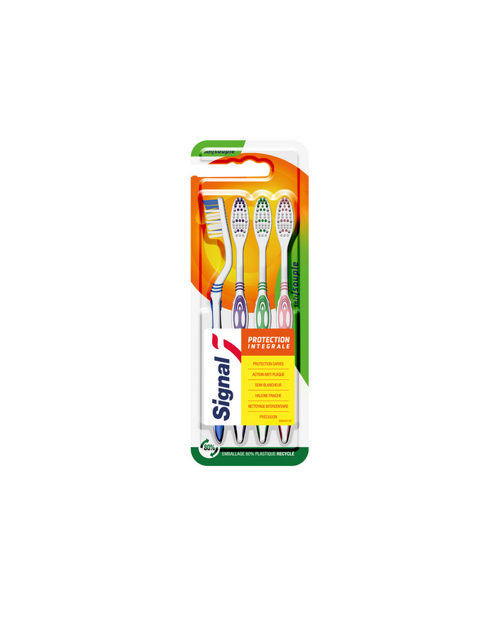 Lot de 4 brosses à dents souples SIGNAL Lot de 4 brosses à dents souples SIGNAL