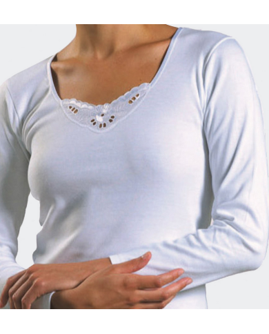 Maillot de corps manches longues avec dentelle Maillot de corps manches longues avec dentelle