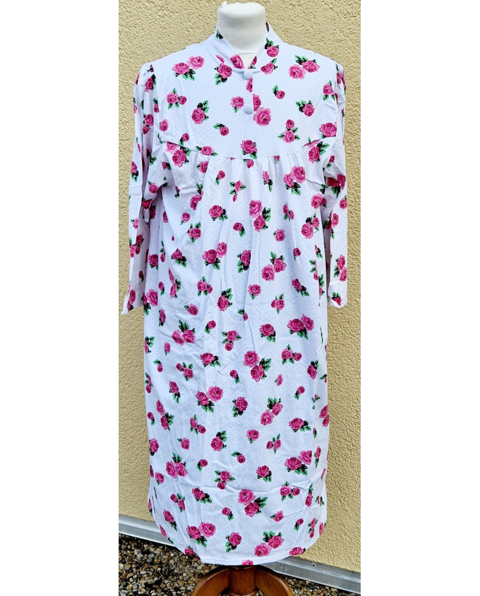 Chemise de nuit fermeture arrières et manches longues Rose